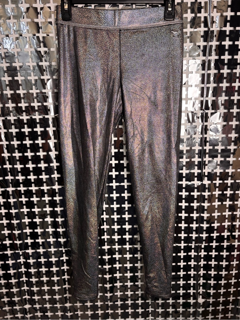 PINK Victoria's Secret Girls Holographic Silver Leggings